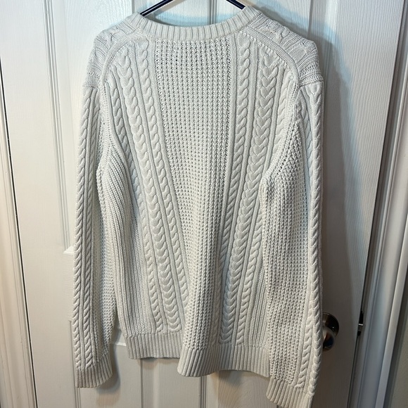Banana Republic White Chunky Cable Knit Sweater supima cotton size large - Picture 6 of 6
